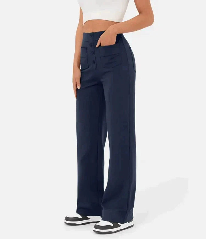 Hélène™ - Pantalons Chics Taille Haute en Coton